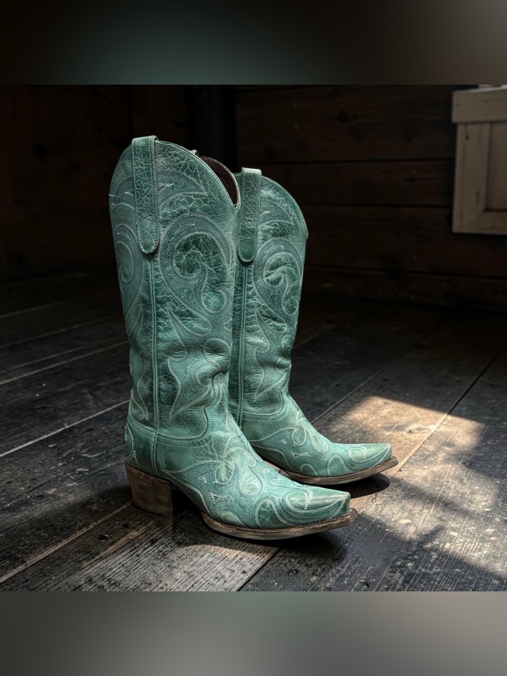 LANE WOMEN'S WESTERN BOOTS -  COWGIRL SNIP TOE FESTIVAL TURQUOISE TEAL SIZE 6.5